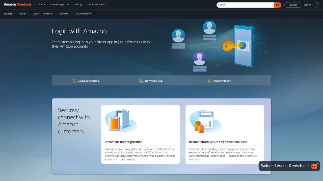 Screenshot of Login with Amazon website
