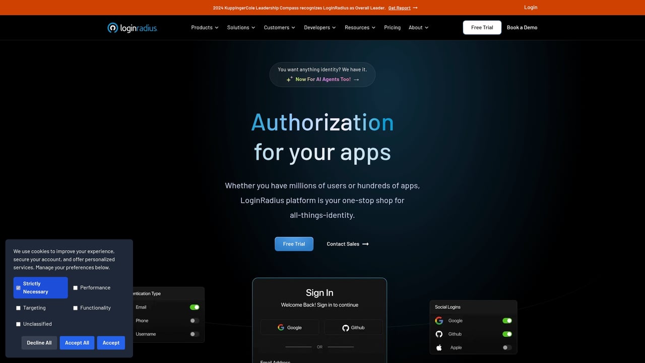 Screenshot of LoginRadius website