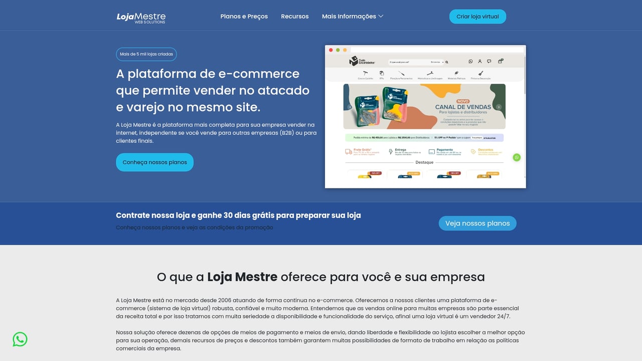 Screenshot of Loja Mestre website