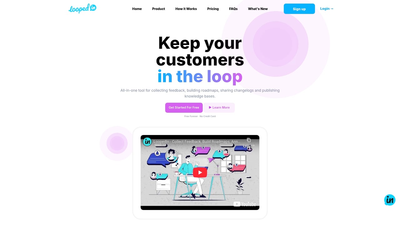 Screenshot of LoopedIn website