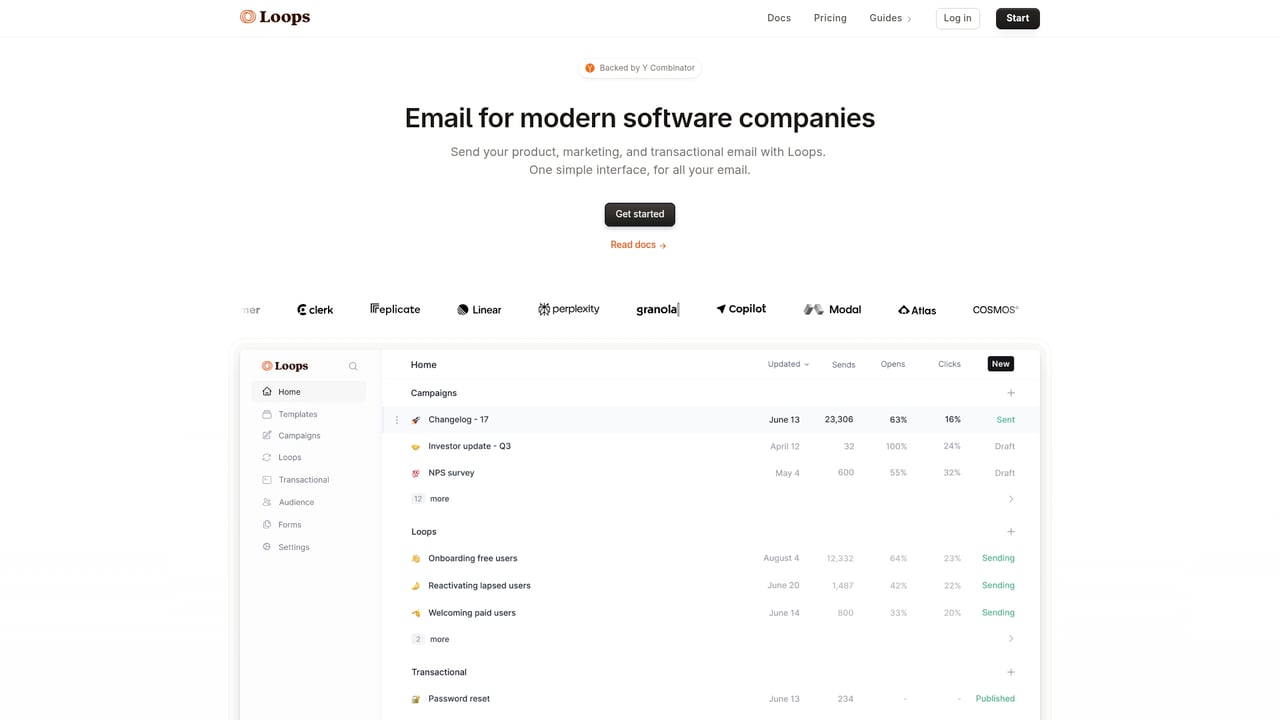 Screenshot of Loops website