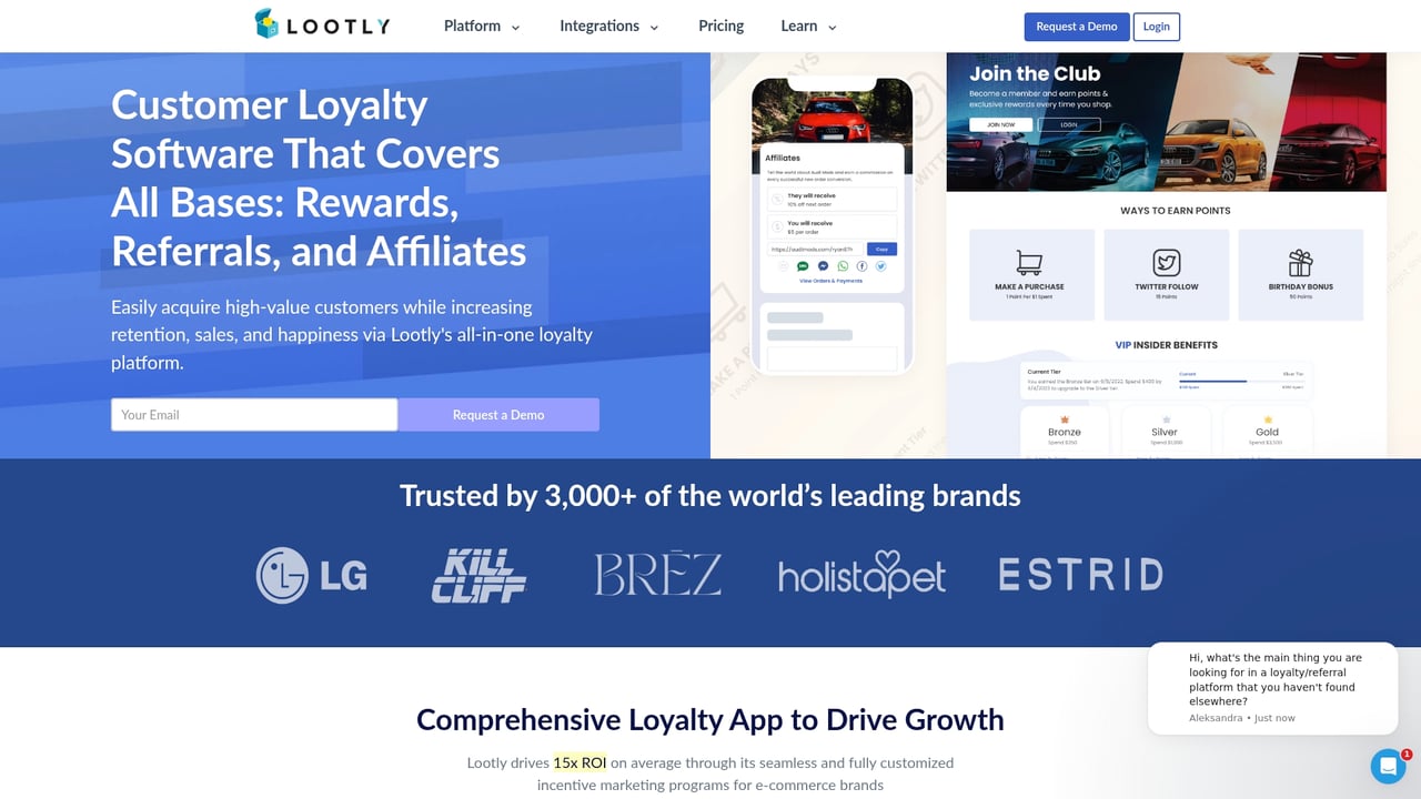 Screenshot of Lootly website