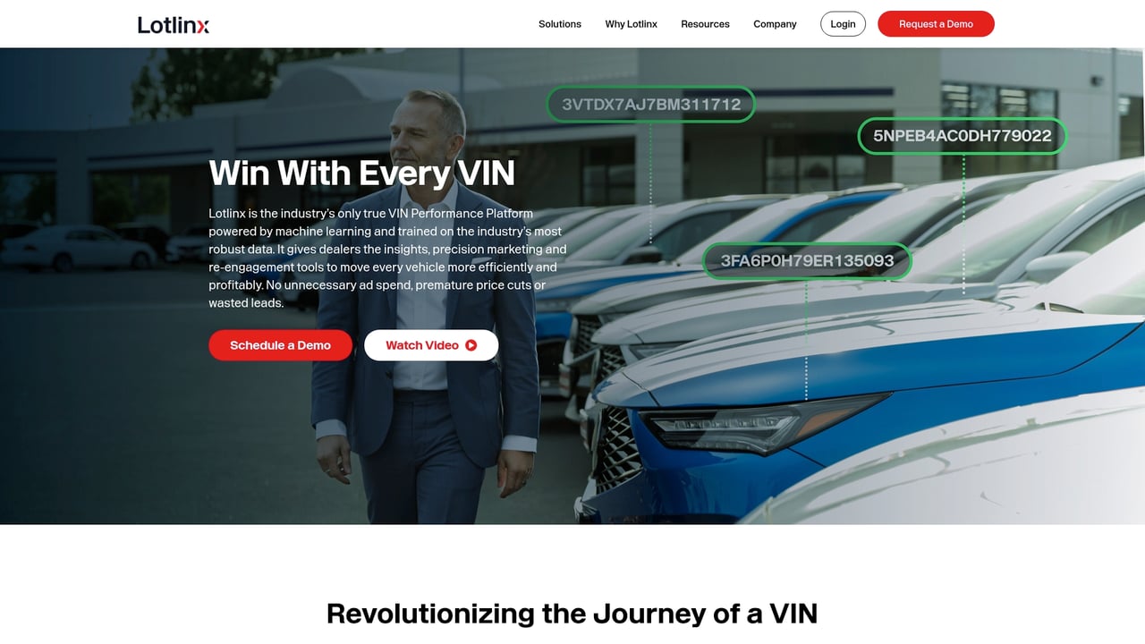 Screenshot of LotLinx website