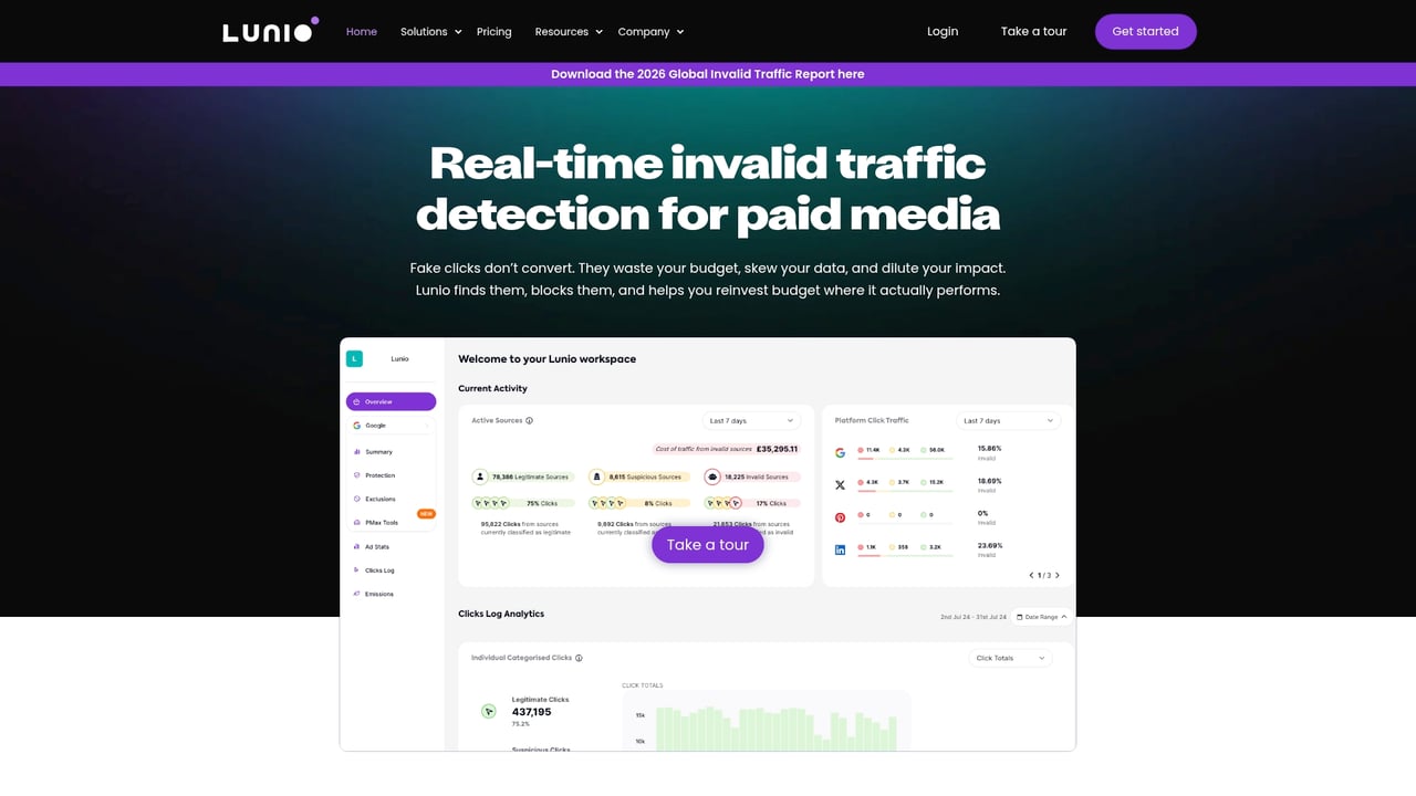 Screenshot of Lunio website
