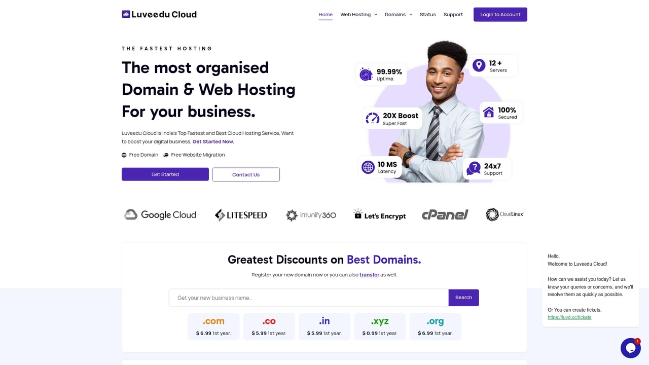 Screenshot of Luveedu Cloud website