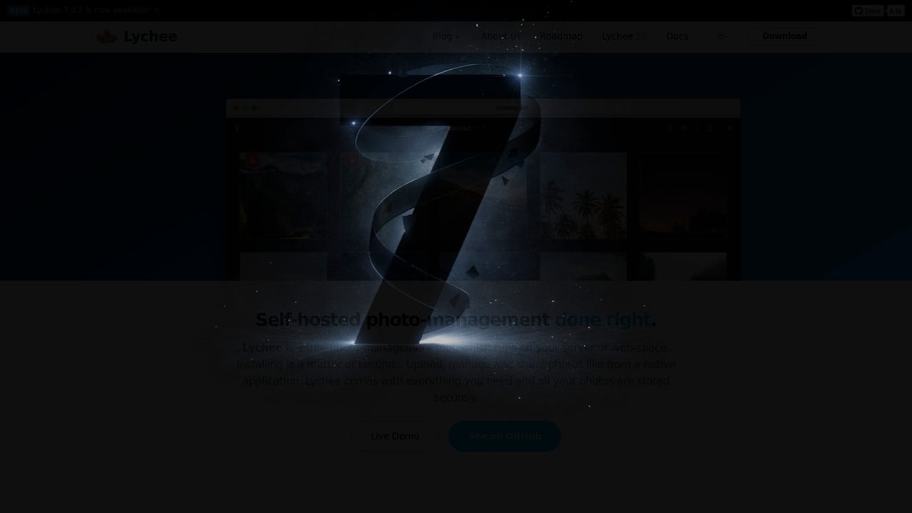 Screenshot of Lychee website