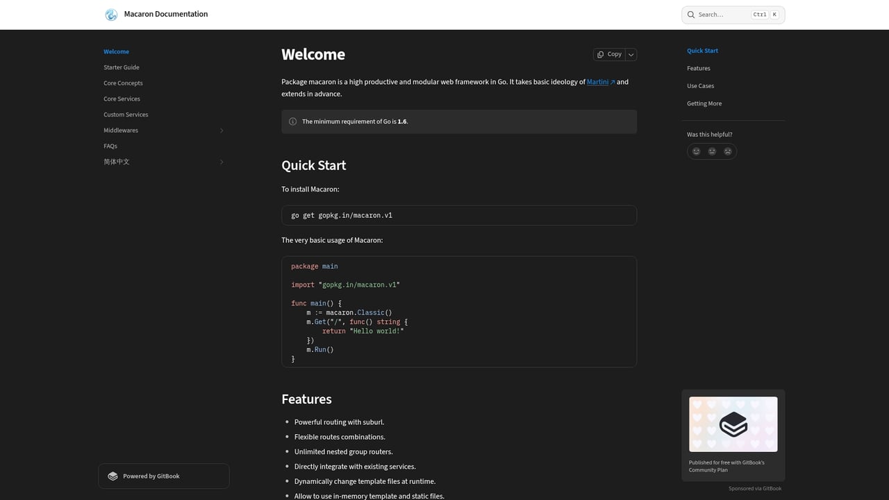 Screenshot of Macaron website