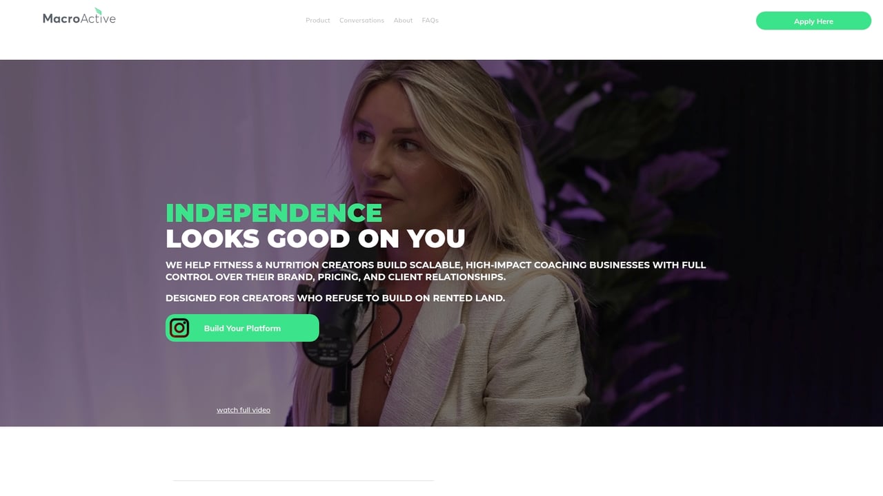 Screenshot of MacroActive website