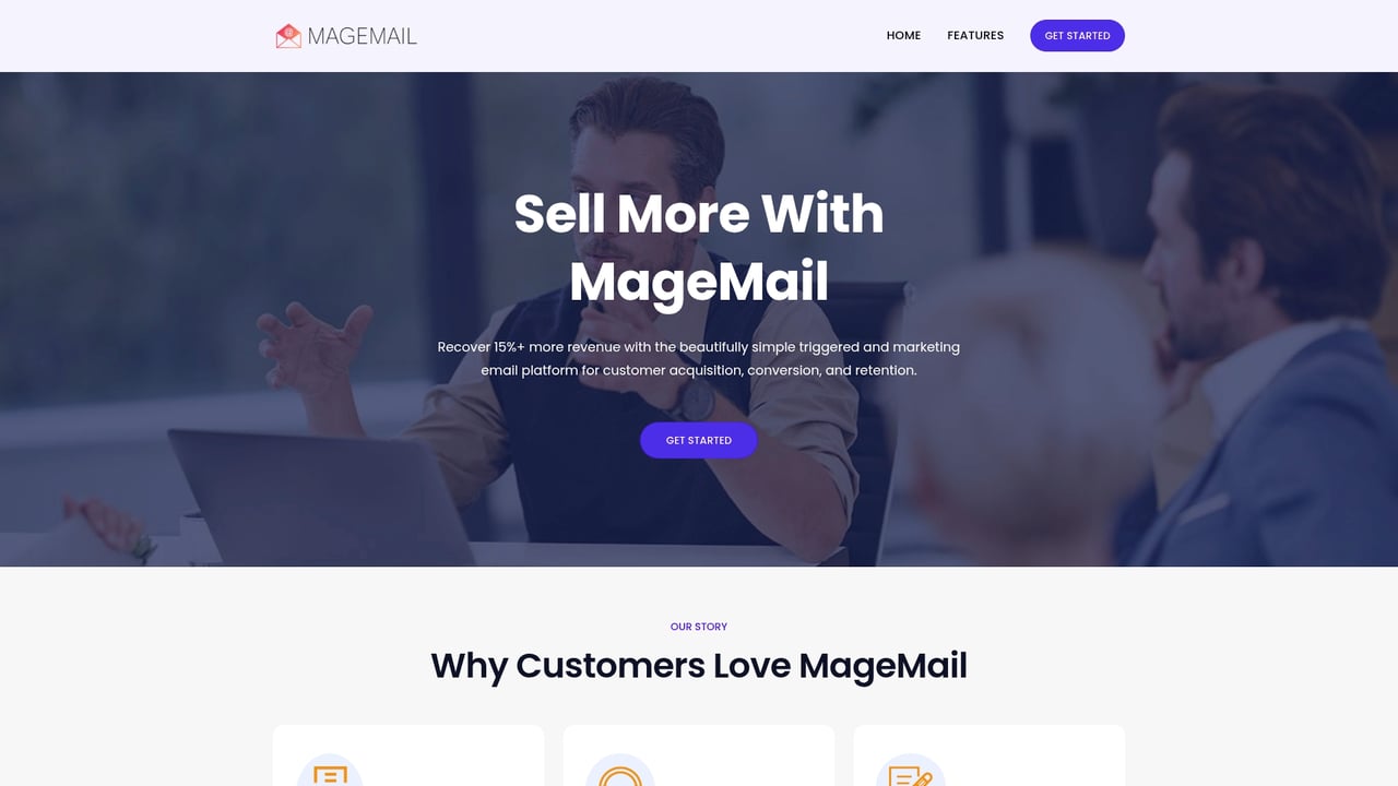 Screenshot of MageMail website