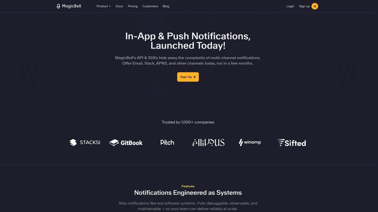 Screenshot of MagicBell website