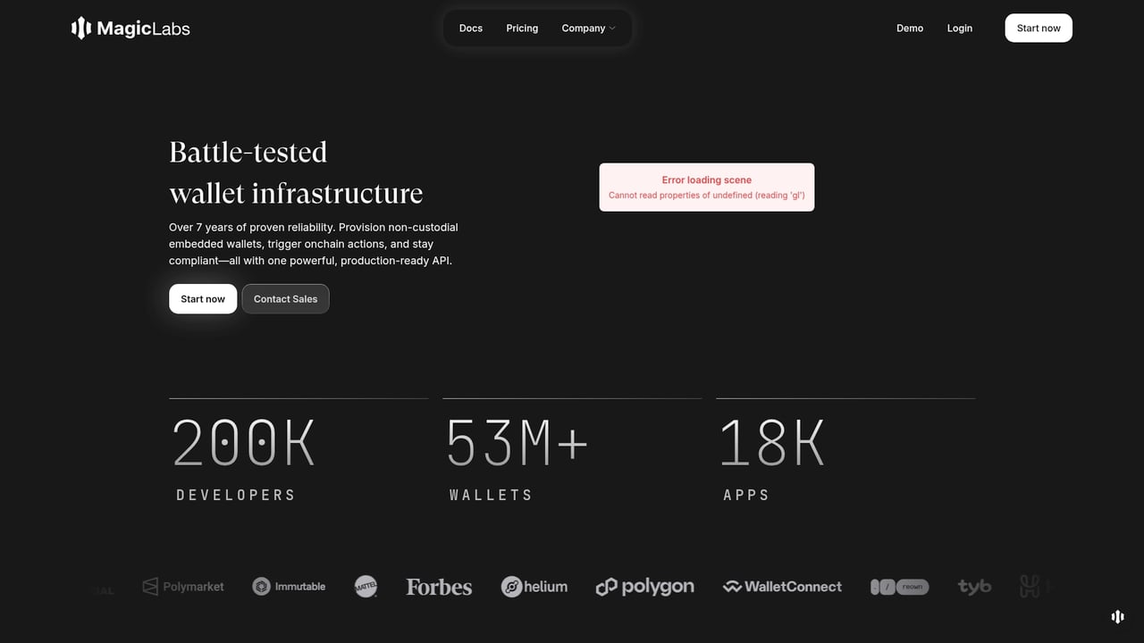Screenshot of MagicLabs website