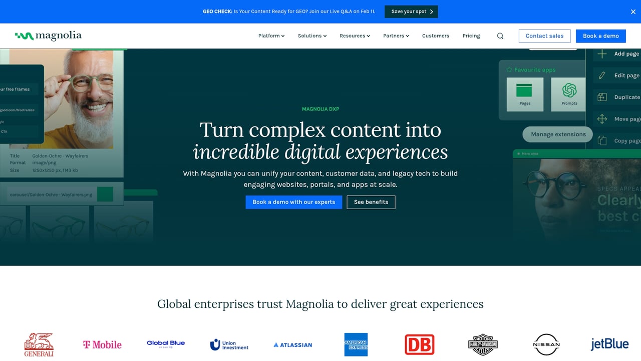 Screenshot of Magnolia CMS website