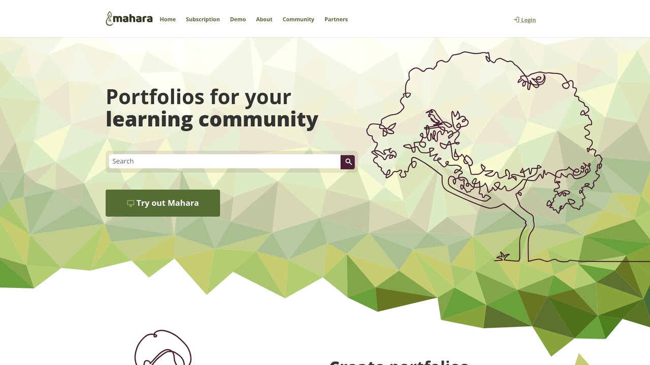 Screenshot of Mahara website
