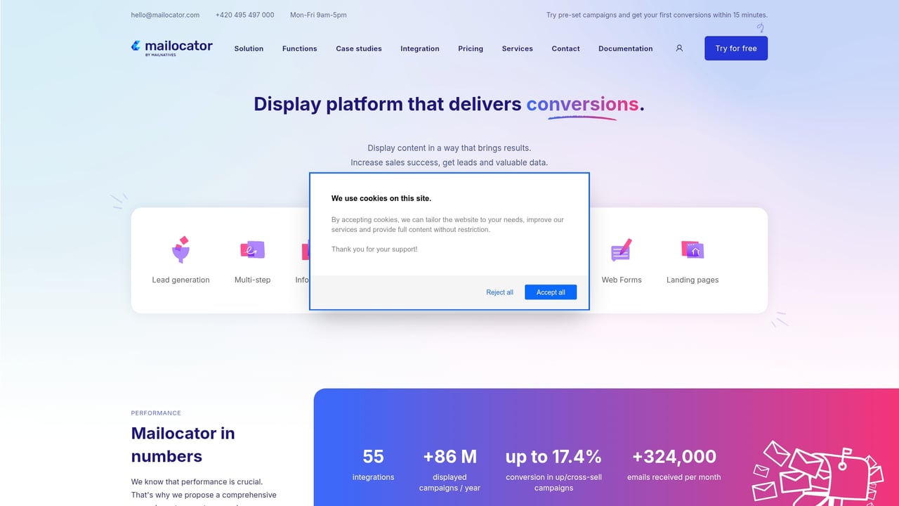 Screenshot of Mailocator website