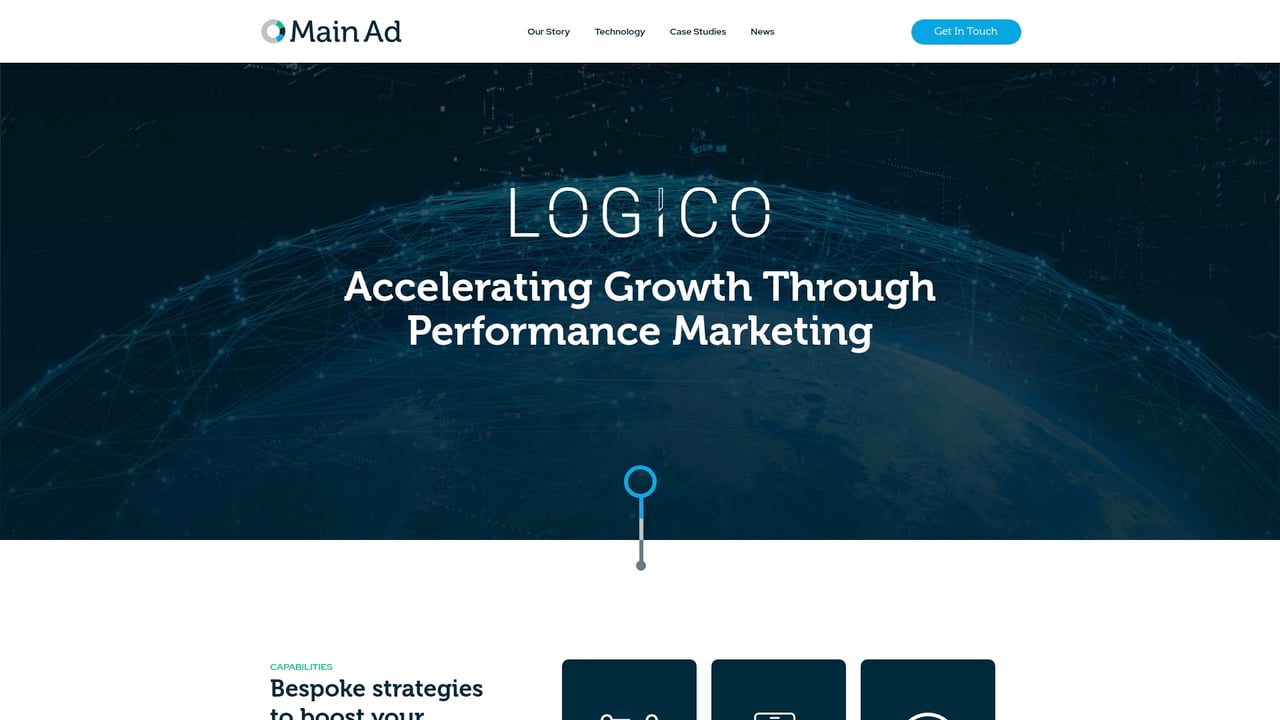 Screenshot of MainAd website