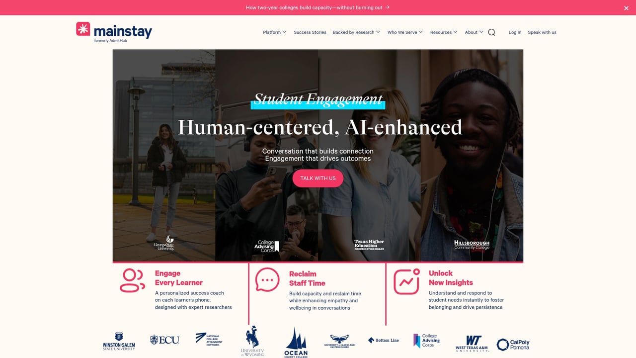 Screenshot of Mainstay website