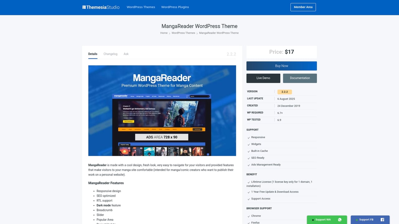 Screenshot of MangaReader website