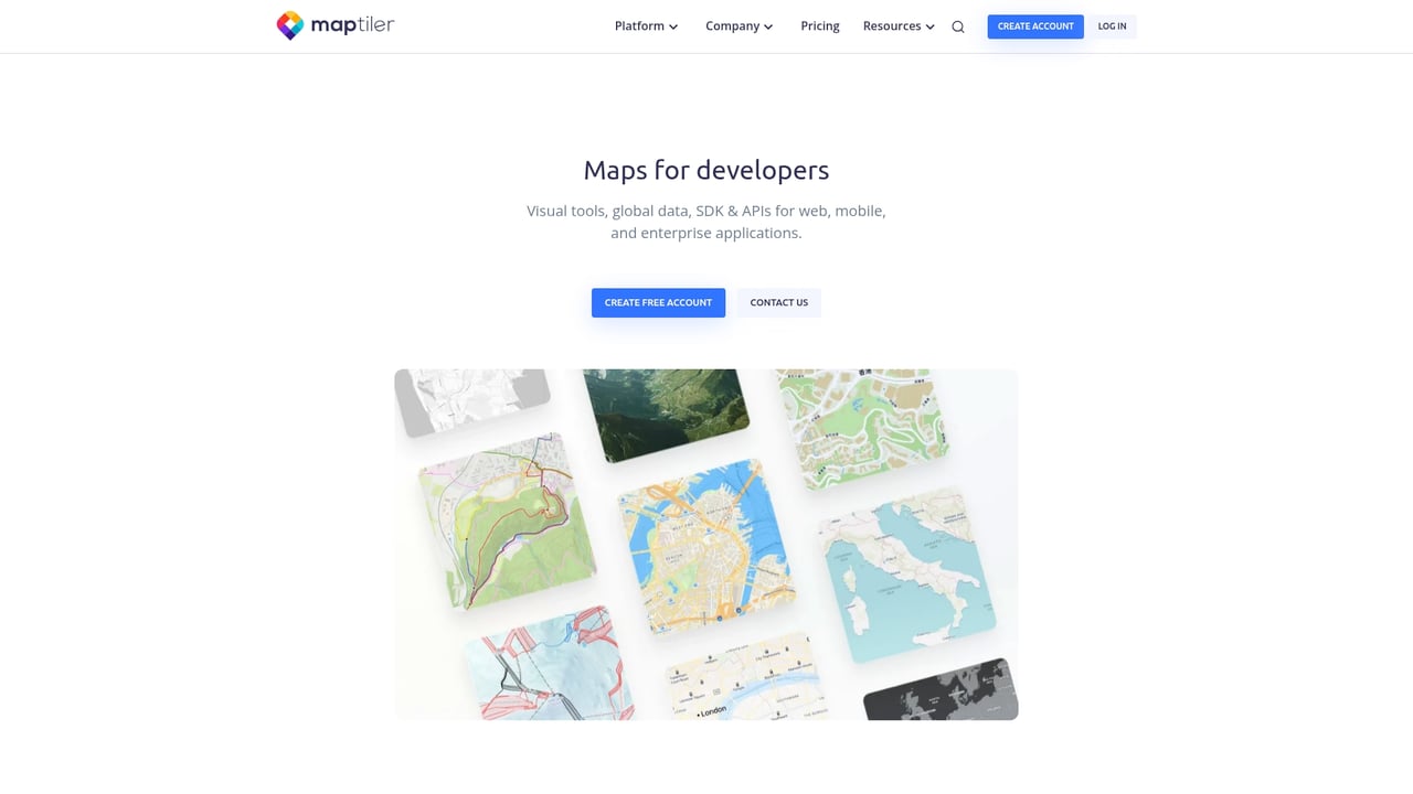 Screenshot of Maptiler website