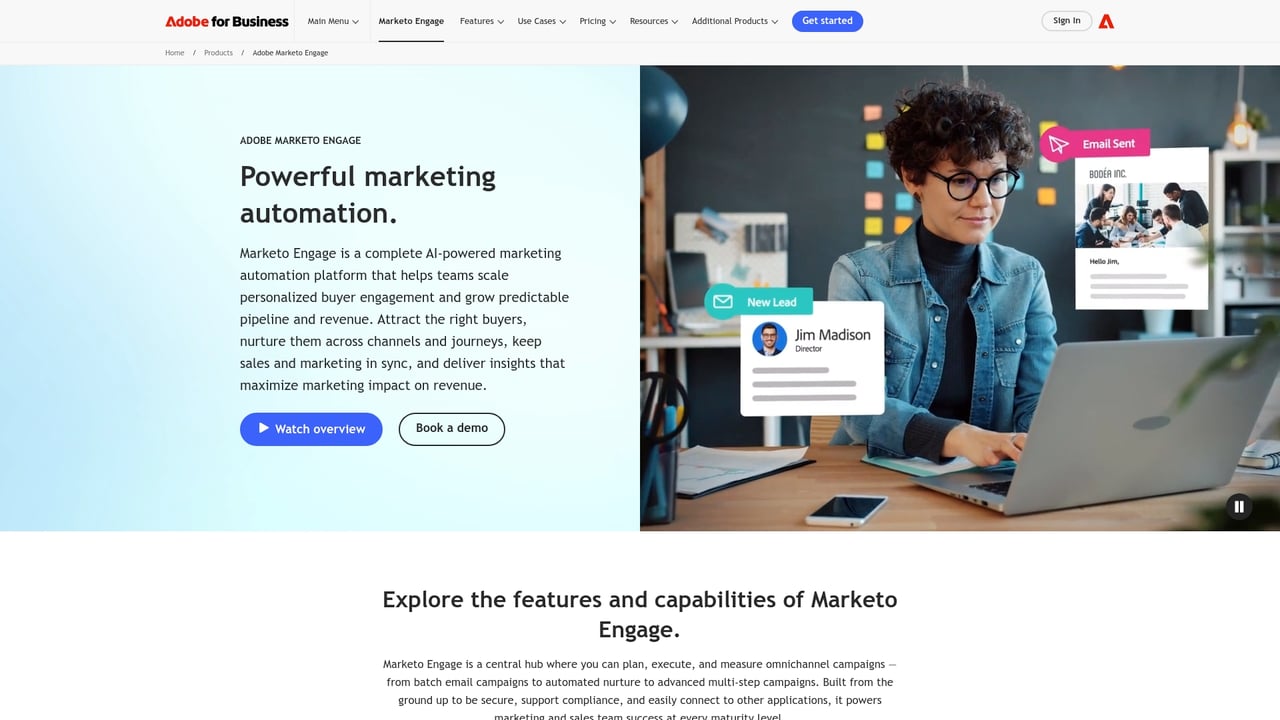 Screenshot of Marketo website