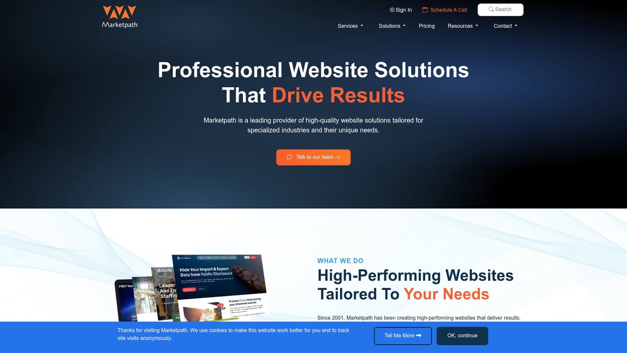 Screenshot of Marketpath CMS website