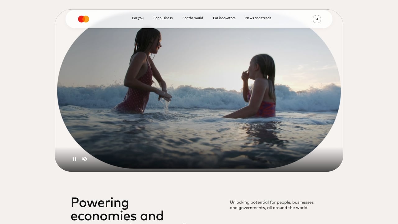 Screenshot of Mastercard website