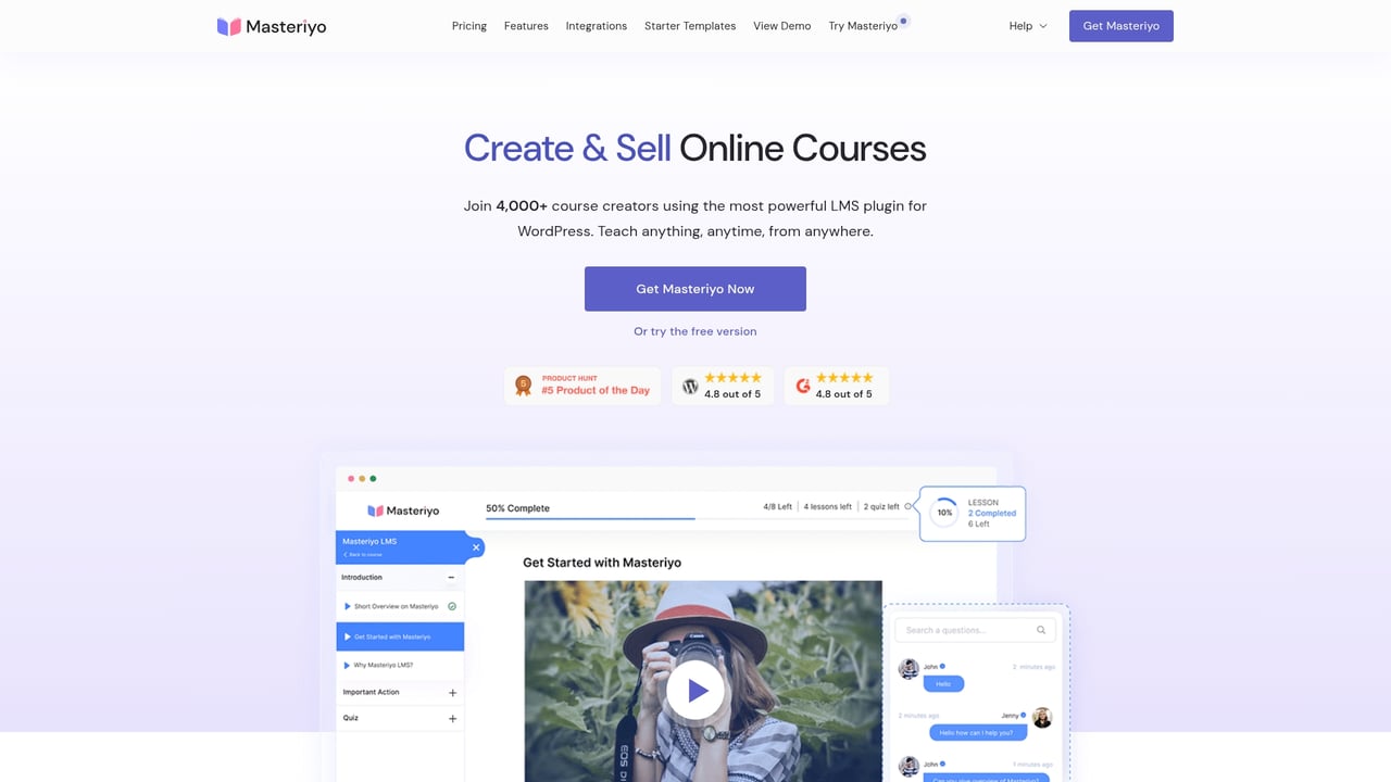 Screenshot of Masteriyo website