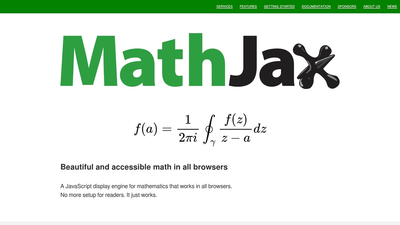 Screenshot of MathJax website