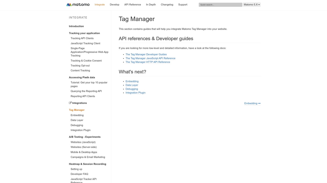 Screenshot of Matomo Tag Manager website