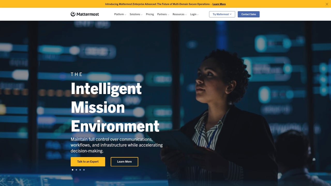 Screenshot of Mattermost website