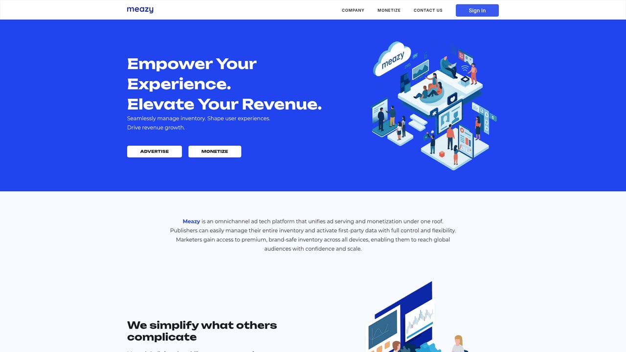 Screenshot of Meazy website