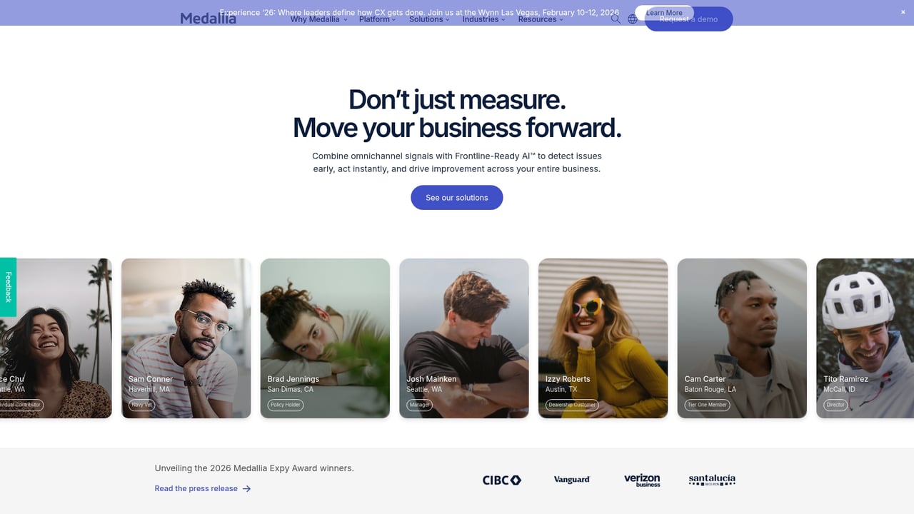 Screenshot of Medallia website