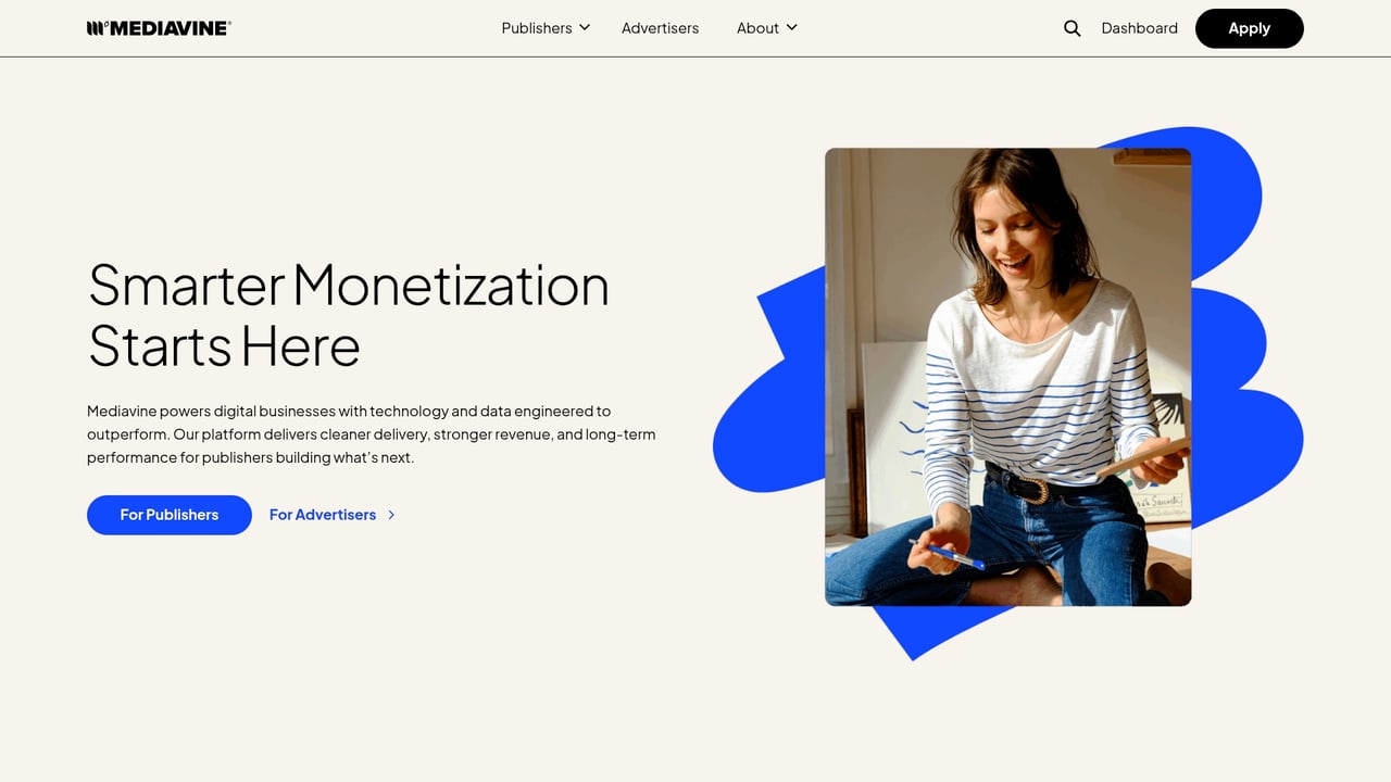 Screenshot of Mediavine website