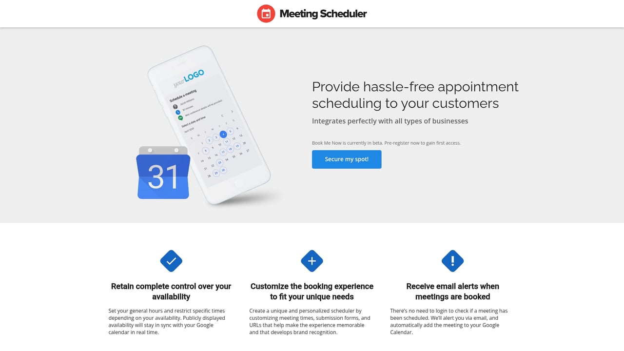 Screenshot of Meeting Scheduler website