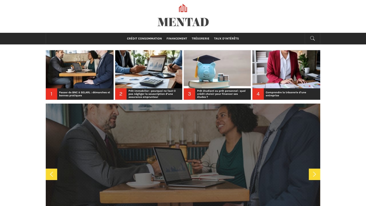 Screenshot of Mentad website
