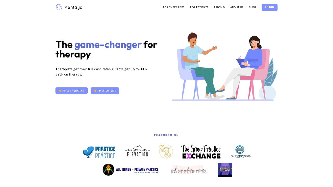 Screenshot of Mentaya website