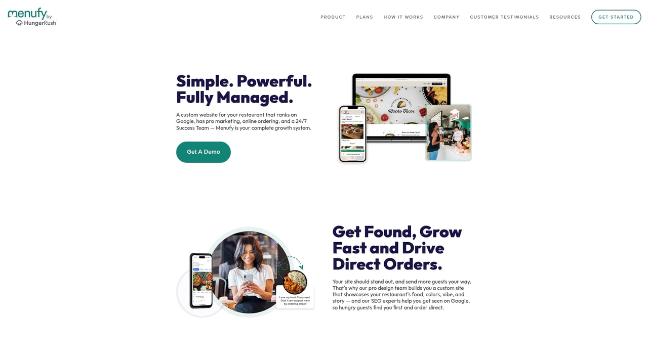 Screenshot of Menufy Website website