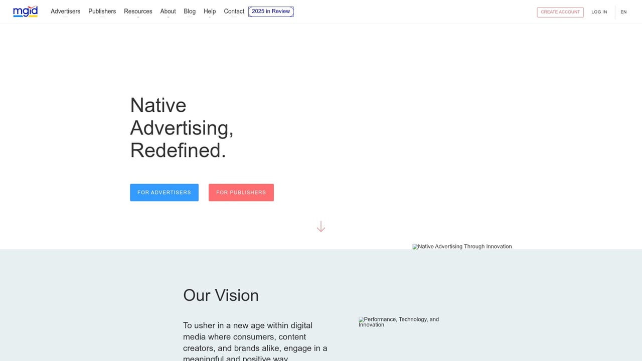 Screenshot of MGID website