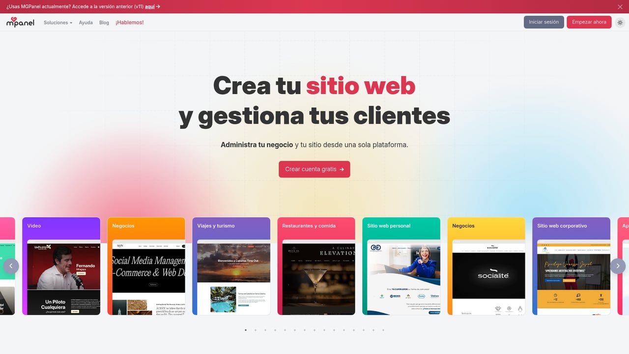 Screenshot of MGPanel website