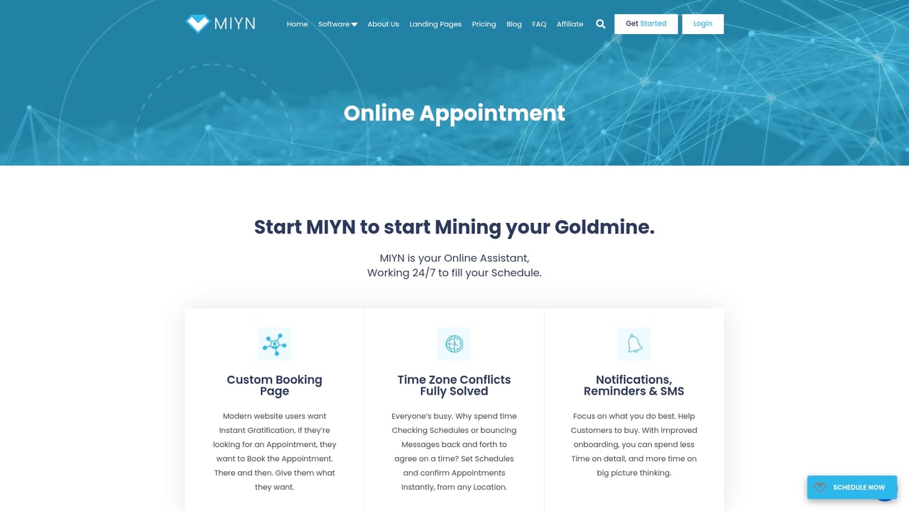 Screenshot of MIYN Online Appointment website