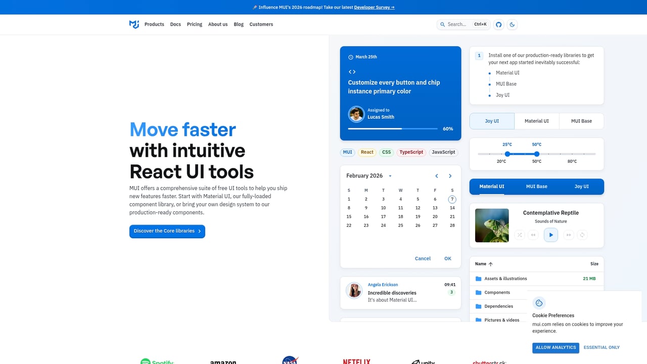 Screenshot of MUI website