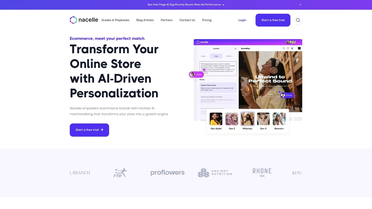 Screenshot of Nacelle website