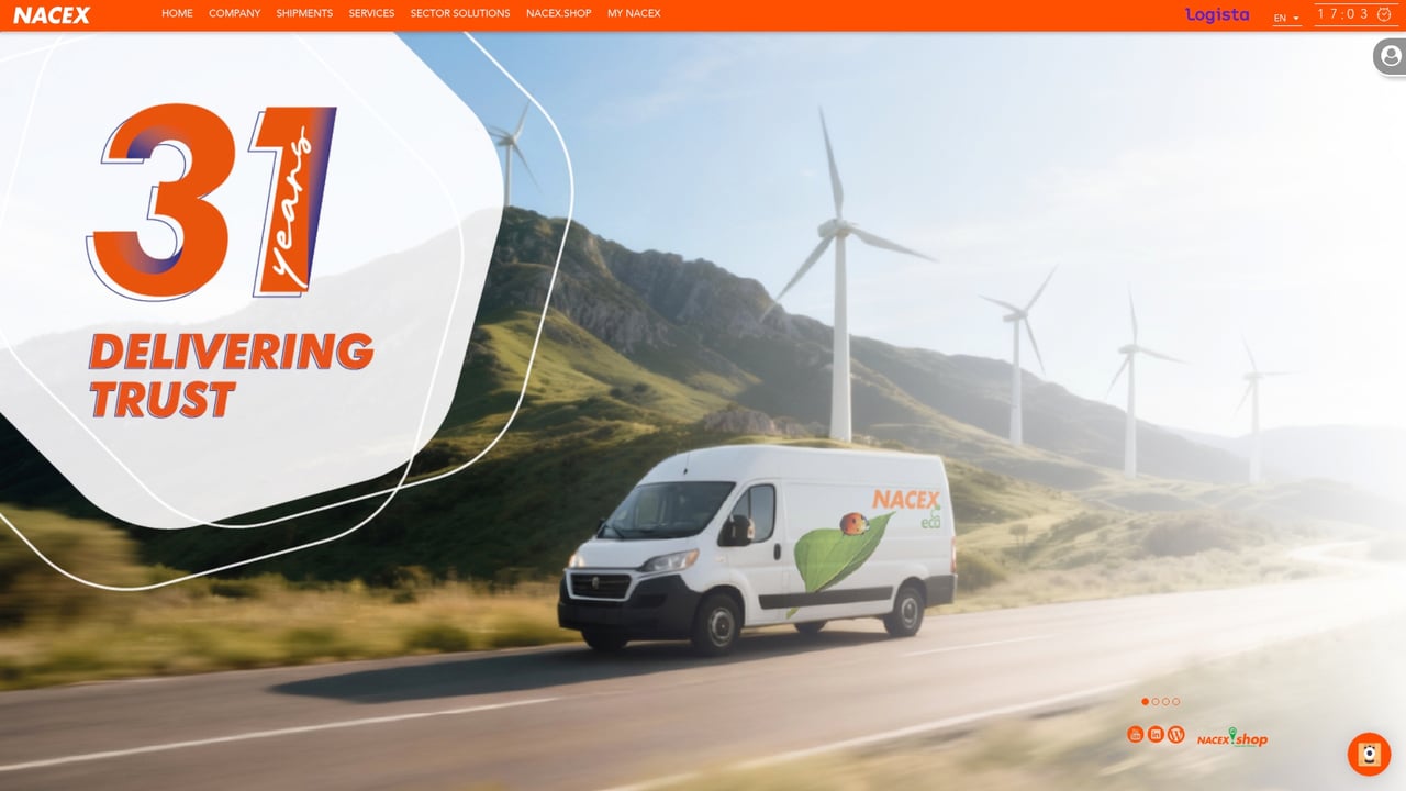 Screenshot of NACEX website