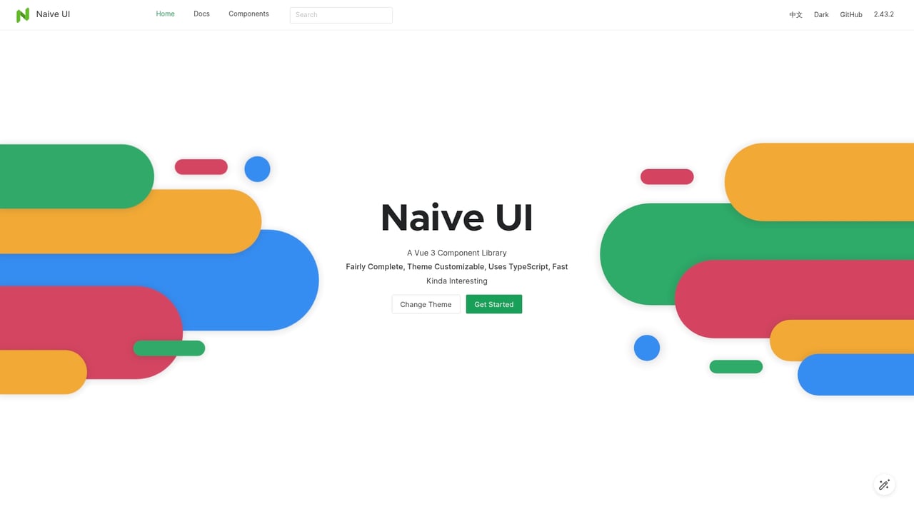 Screenshot of Naive UI website