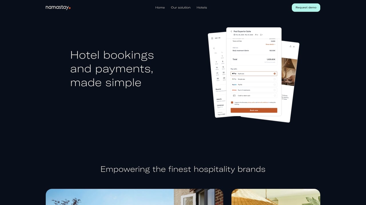 Screenshot of Namastay website