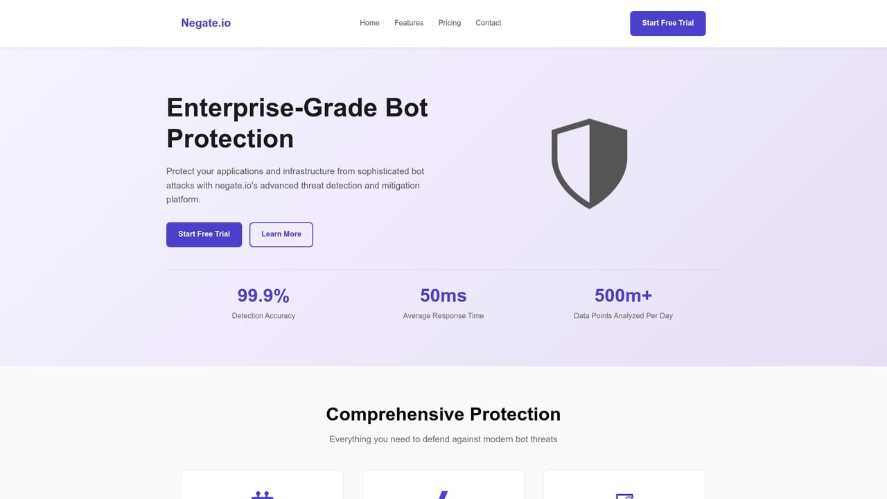 Screenshot of Negate website