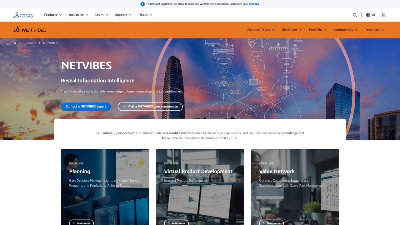 Screenshot of Netvibes website