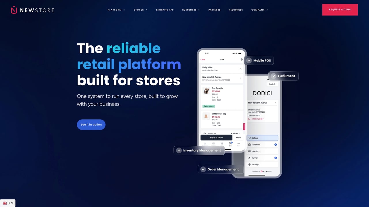 Screenshot of NewStore website
