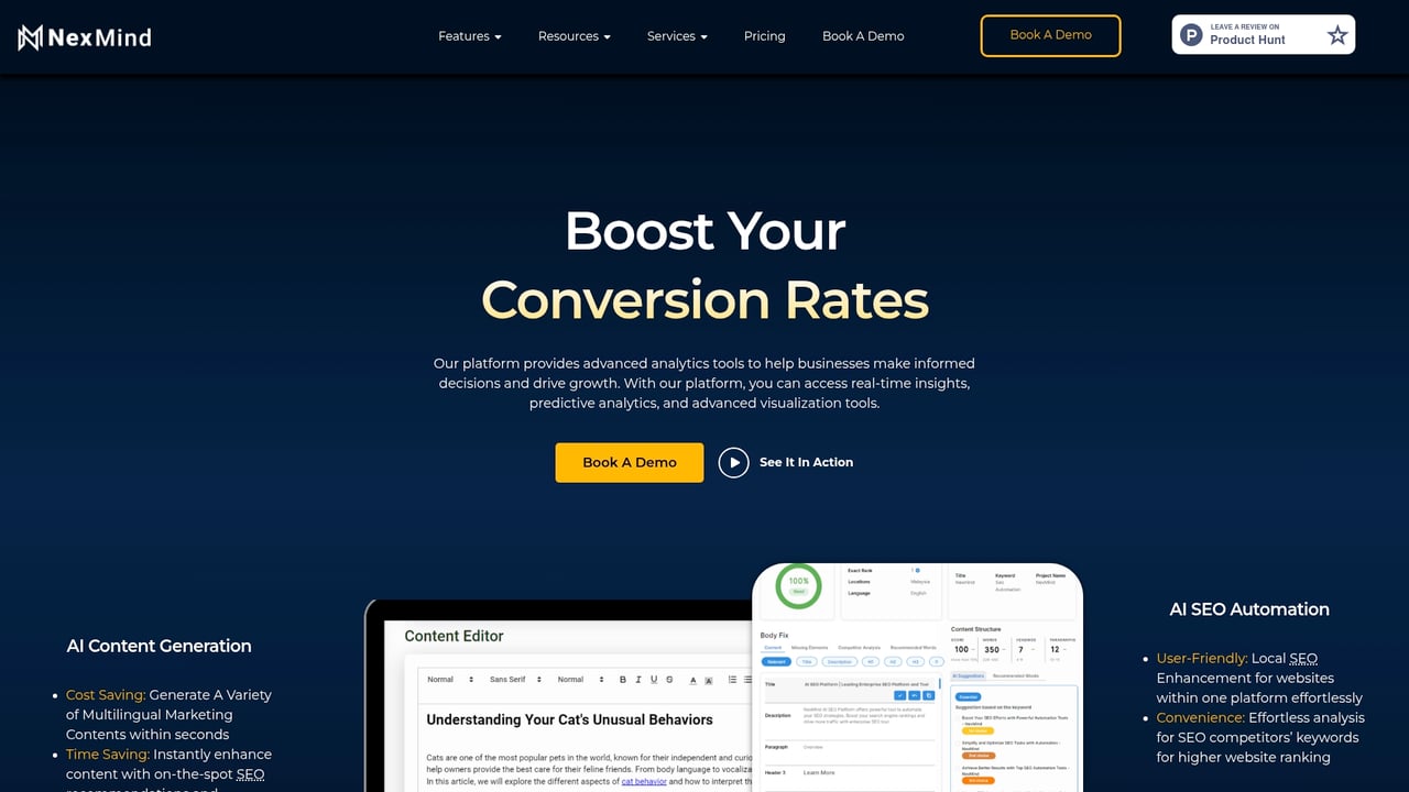Screenshot of NexMind website