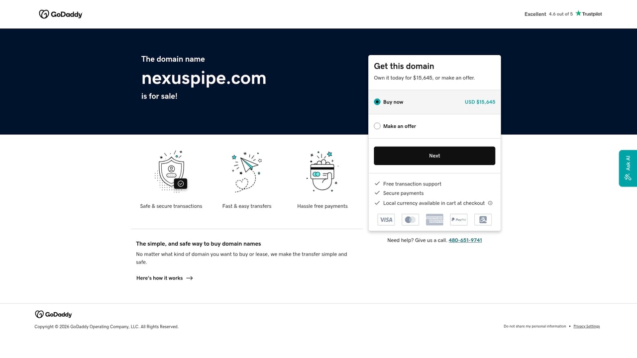 Screenshot of NexusPIPE website