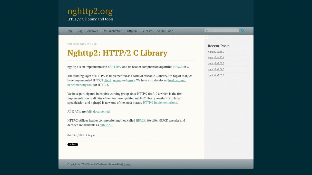 Screenshot of nghttpx - HTTP/2 proxy website
